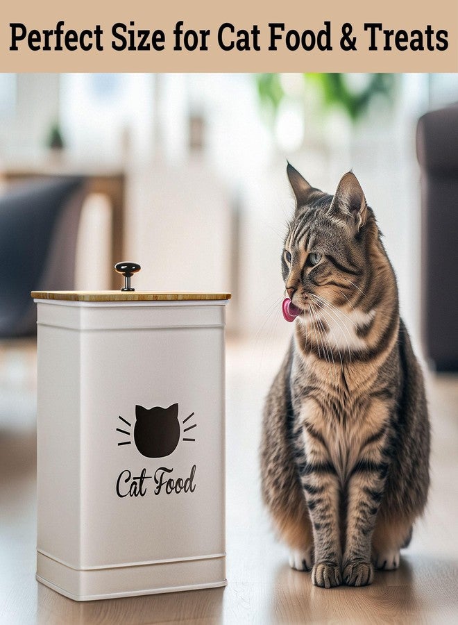 HB Design Co. Cat Food Storage Container with Scoop - 5-7 lb (25 Cup) Capacity Metal Cat Food Container with Airtight Bamboo Lid and Metal Scoop - Airtight Pet Food Storage Containers 5 lb - 7 lb Kibble Container - Image 5